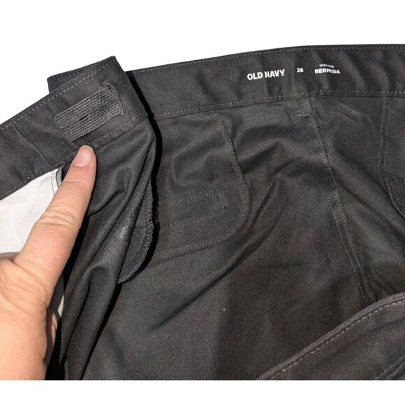 Old Navy Womens Black High-Rise Bermuda Shorts Size 28 With Adjustable Waist & B - Picture 6 of 10